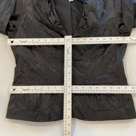 Joseph Ribkoff Crinkled Black Jacket Hooded Collar Size 10 Canada - Picture 13 of 14